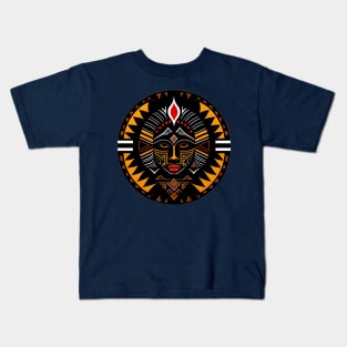 Mystic Fusion: Face in Orange and Black Circle Kids T-Shirt